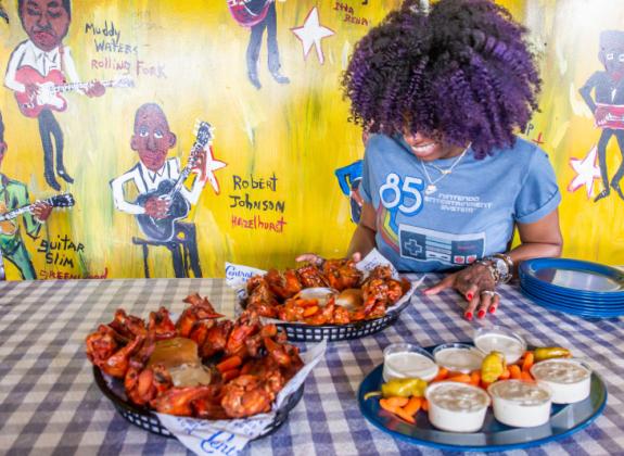 a table full of wings