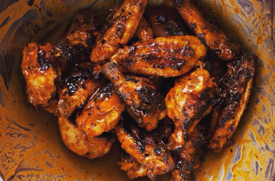 a bowl of buffalo wings