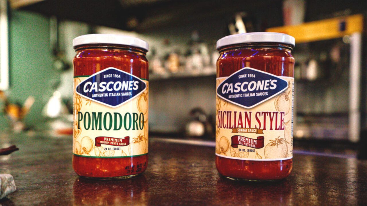 two jars of Cascone's homemade pasta sauces